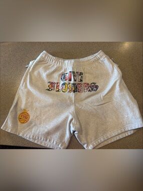 EYBL Peach Jam Light Gray Shorts with 'Love The Homies' Graphic on front XL